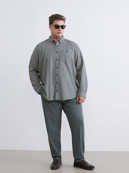 B?y?k Beden Regular Fit Uzun Kollu Ekose Erkek G?mlek