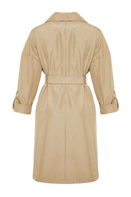 Trendyolmilla Bej Oversize Kusakl? Su Itici Uzun Trenckot TWOAW24TR00019  фото 7
