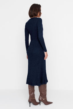 TRENDYOLMILLA Kahverengi Midi Triko Bisiklet Yaka Elbise TWOAW21EL0422 фото 43