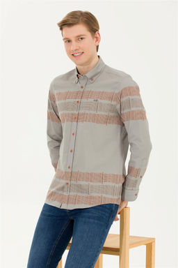 Мужская рубашка с длинным рукавом кирпичного цвета