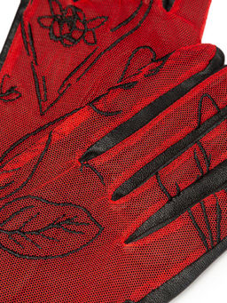 Перчатки женские б/п IS1012 red/black - Eleganzza фото 3