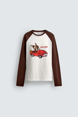 CAMISETA FLAM? ILUSTRACI?N GREMLINS &  X DYLAN?S T-SHIRT CLUB X ZARA / marron/blanco  фото 2