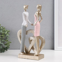 Фигурка полистоун Влюблённые у двойного сердца, 16?7?26.5 см