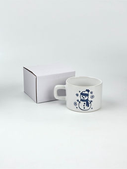 Кружка керамическая новогодняя Снеговик, 320 мл, ручная работа