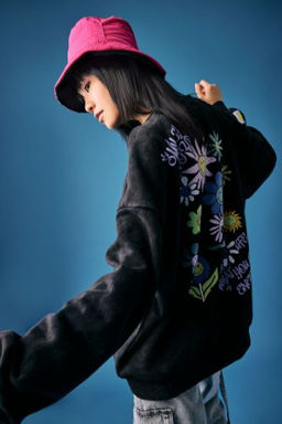 Coool SmileyWorld Oversize Bisiklet Yaka Kal?n Y?kamal? Soluk Efektli Sweatshirt