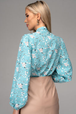 Блузка Бант (голубой/цветы) - Эльза фото 28