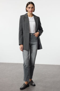 Gri Yuksek Bel Comfort Mom Jeans TWOAW25JE00172