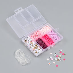 Бусины в шкатулке «Розовые», нить 0.8 мм 5 м 12×8.4×2.2 см