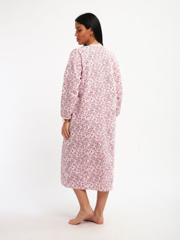 М37 Сорочка теплая футер (листья на розовом новый)