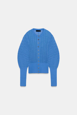 CHAQUETA PUNTO MANGA ACORDE?N / Azul claro