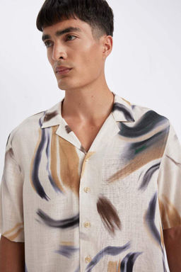 Рубашка с короткими рукавами и воротником-поло Relax Fit - Defacto фото 4