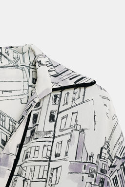 PRINTED BLOUSE WITH PIPING - Zara фото 8