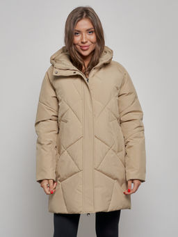 Зимняя женская куртка модная с капюшоном светло-коричневого цвета 52361SK - Holdluck фото 7