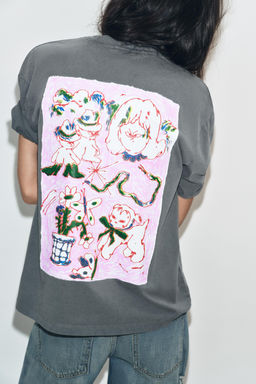 CAMISETA EFECTO LAVADO PAULA GRENOUILLE / Gris antracita