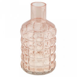 Ваза для цветов стеклянная "Альхес" 1,25л, д11,8см, h22,5см, форма "бутылка", малая, текстурная, "Скандик", грезы (Россия)