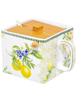 Банка д/сыпучих прод. 1 л 16,5х15,5х11,5 см Лимоны, с откид. бамбук. крыш.+ложка NEW BONE CHINA - Elan gallery фото 3