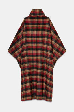 ZW COLLECTION LIMITED EDITION WOOL BLEND CHECK CAPE - Zara фото 7