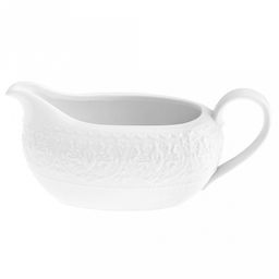 Русь Соусник фарфоровый 200мл, 7,3х15см h6,8см, белый, рельефный декор (Китай)