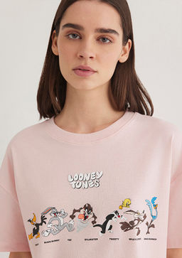 Looney Tunes Bask?l? Pembe Tisort - Mavi фото 6