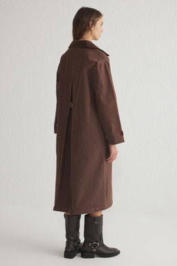 Kahverengi Kaplamal? Yaka Detayl? Oversize Uzun Trenckot TWOSS25TR00002 - Trendyolmilla фото 4