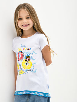 Белая футболка для девочки с принтом - Kogankids фото 5