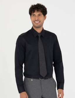 Siyah Slim Fit Uzun Kollu Basic G_mlek