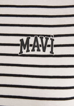 Mavi Logo Bask?l? Siyah Cizgili Tisort  фото 7