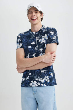 Облегающая футболка с круглым вырезом и короткими рукавами с рисунком - Defacto фото 4