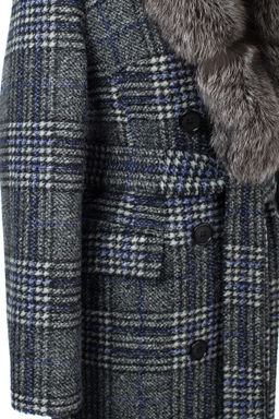 Мех натуральный (чернобурая лисица) Пальто утепленное Холлофайбер 300 - El podio фото 6