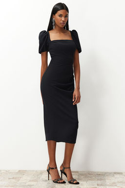 Siyah Bel Detayl? Vucuda Oturan Dokuma Elbise TPRSS24EL00158 - Trendyolmilla фото 3