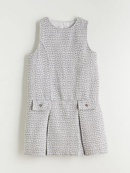 Bisiklet Yaka Pileli K?z ?ocuk T?vit Elbise