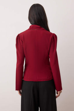 Bordo Sal Detayl? Degaje Yaka Y?lbas? Dokuma Bluz TWOAW26BZ00284 - Trendyolmilla фото 4