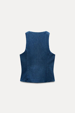 Z1975 DENIM WAISTCOAT WITH COVERED BUTTONS - Zara фото 3