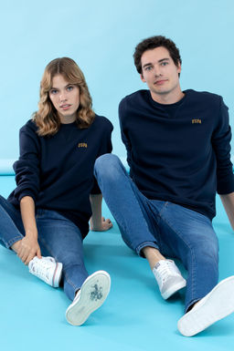 Lacivert Bisiklet Yaka Basic Sweatshirt