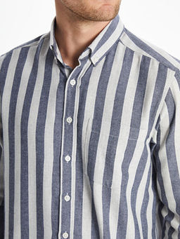 Regular Fit Uzun Kollu ?izgili Erkek G?mlek