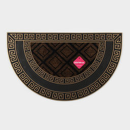 Коврик придверный Доляна «Меандр», полукруглый, 44×74 см, золотой, коричневый