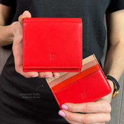 Итальянский кожаный кошелек DuDu серии Flavio | огненно-красный - Dudubags фото 7
