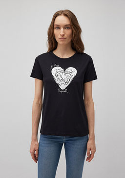 Bask?l? Siyah Tisort - Mavi фото 3