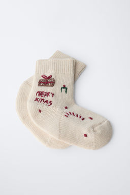 MID-CALF EMBROIDERED WOOL SOCKS
