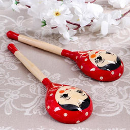 Ложка деревянная «Матрёшка», полубаская, 19×6 см, МИКС