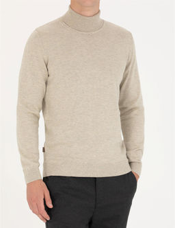 Kum Melanj Slim Fit Bal_k__ Yaka Basic Triko Kazak