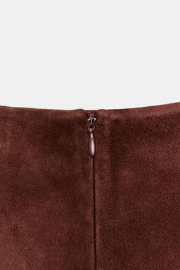 100% SUEDE LEATHER MIDI SKIRT LIMITED EDITION - Zara фото 5