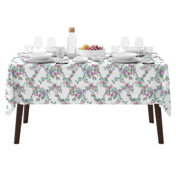 Сиреневый букет К Скатерть 200х145см, длина стола до 160см, на 6-8 персон, хлопок Премиум 186г/м2, Домашняя мода (Россия)