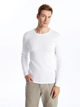 Bisiklet Yaka Uzun Kollu Penye Erkek Ti??rt