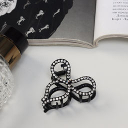 Цена за 6 шт. Крабик для волос «Джун», бант, 4.5 см, чёрный