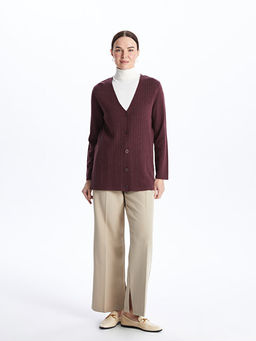 V Yaka Desenli Kad?n Triko H?rka