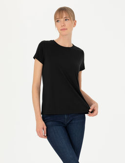 Siyah Regular Fit Basic Ti__rt