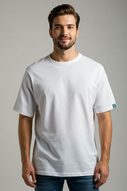 TRENDYOL MAN Beyaz Oversize/Genis Kesim Yaka Detayl? Etiketli %100 Pamuklu T-Shirt TMNSS25TS00057 - Trendyolmilla фото 5
