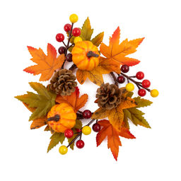 Blumentag WDM-08 Мини-венок осенний с тыквами, шишками и ягодами 8.5 см 3 х 1 шт. 01