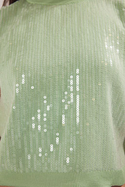 Mint Payetli Bisiklet Yaka Triko Bluz TWOSS25BZ00293 - Trendyolmilla фото 3